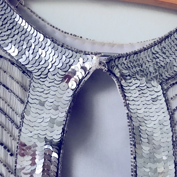 Vintage Deco Sequined Silver Dress - Picture 7 of 7